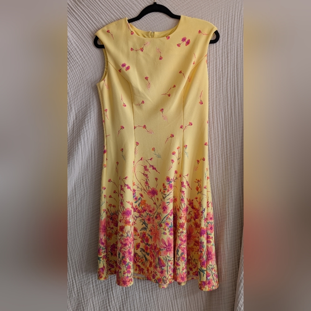 London Times Yellow Floral Dress